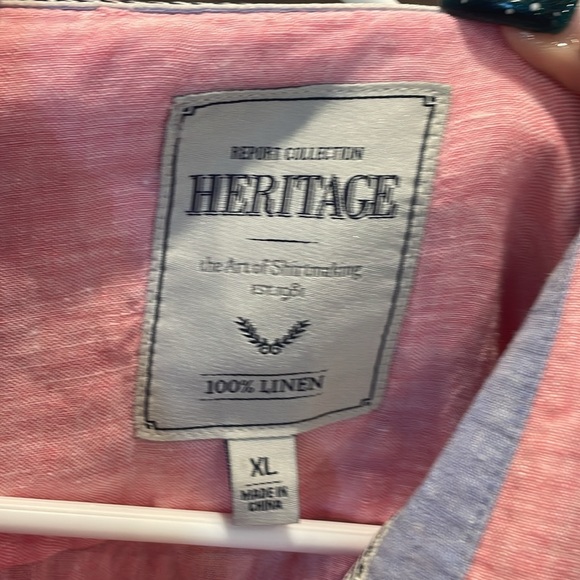 Heritage report collection Men’s 100% linen button up - Picture 5 of 6